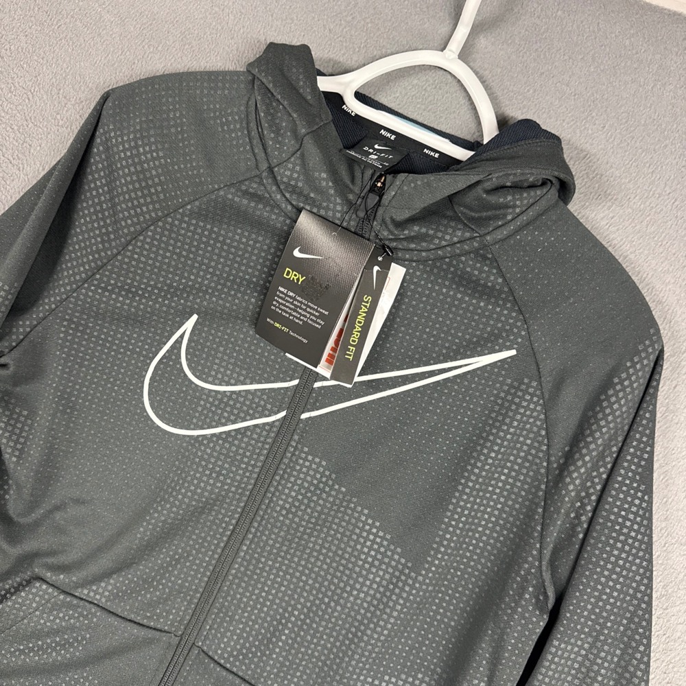 Nike Hoodie Boys XL Grey Athletic Dri-FIT Training Full-Zip Performance NWT